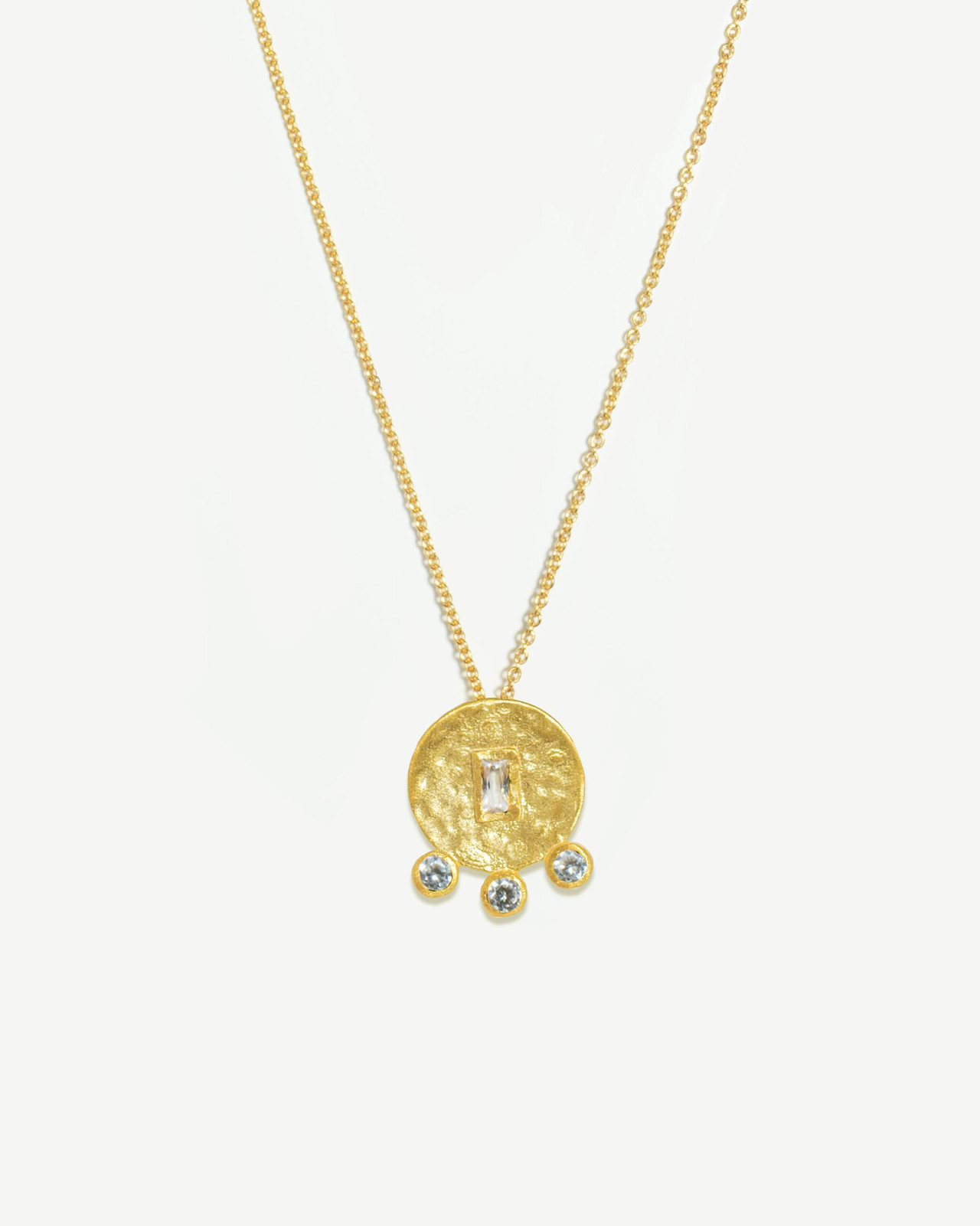 Colar Fiori em prata 925 com banho de ouro e pendente martelado