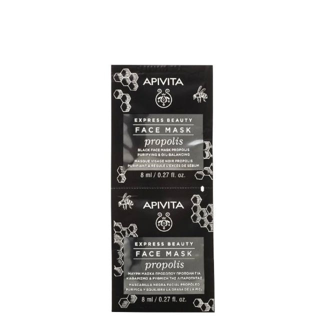 Apivita Express Beauty Purifying and Oil-Balancing Black Face Mask Propolis 2x8ml