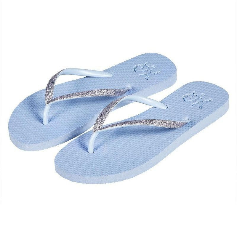 Chinelos de Praia Azul com glitter
