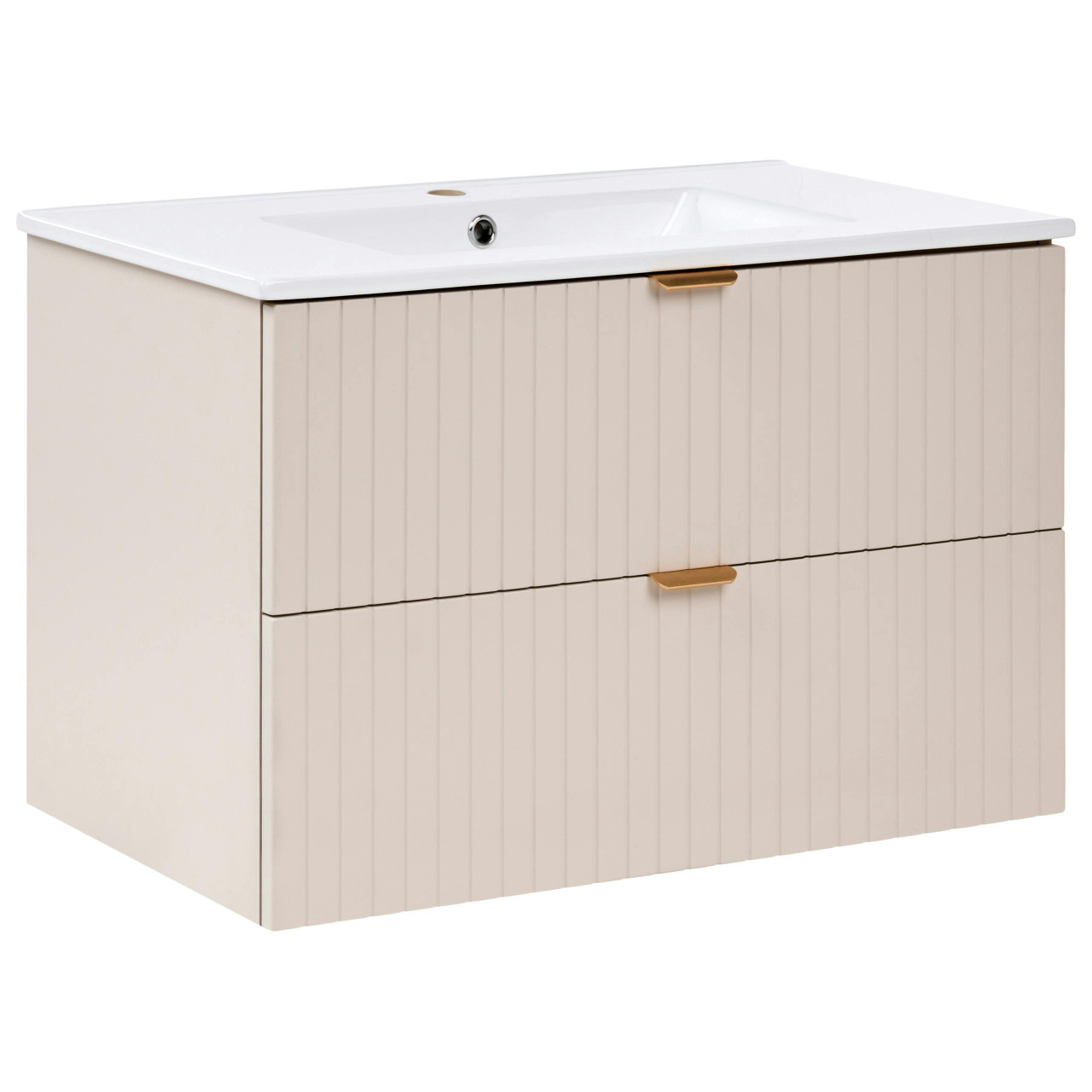 Móvel de casa de banho suspenso com lavatório BELIANI Totorani de MDF Creme 80x46x50