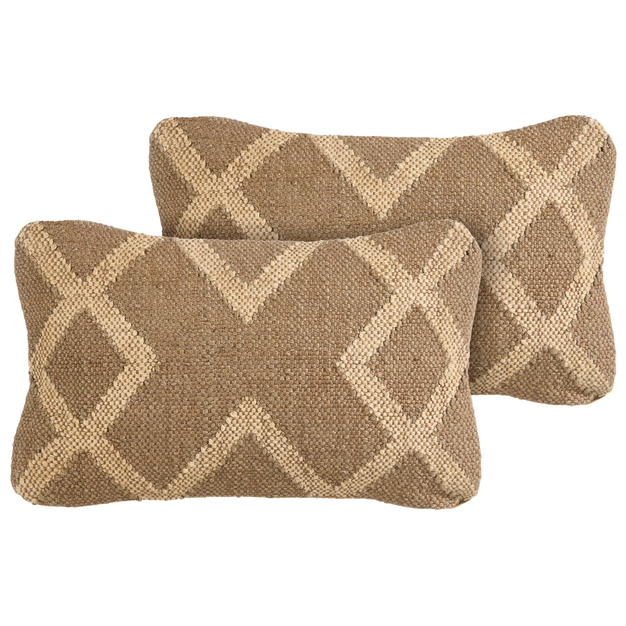 Conjunto de 2 almofadas decorativas BELIANI Gopi de Juta Castanho 30x50x10
