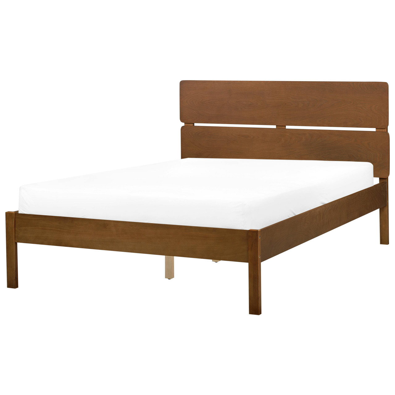 Cama de casal BELIANI Boisset de Madeira de seringueira Castanho 120x200