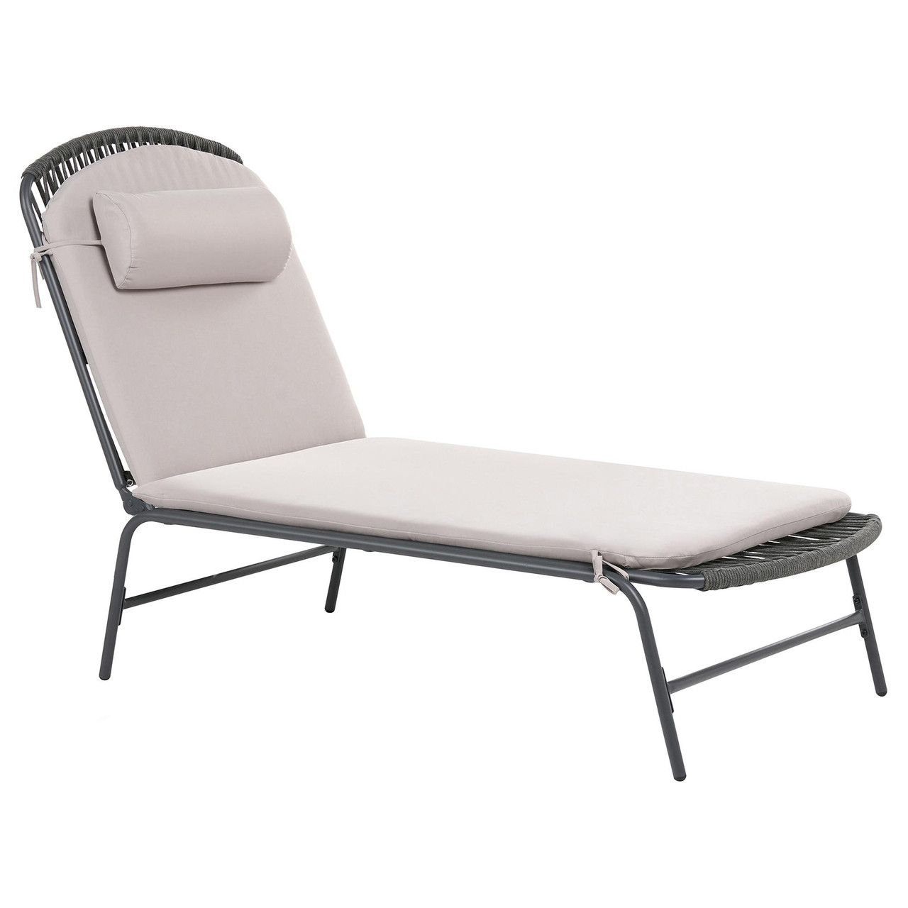 Robusta espreguiçadeira moderna galvanizada com encosto ajustável BELIANI Sezze de Aço Cinzento 75x201x104