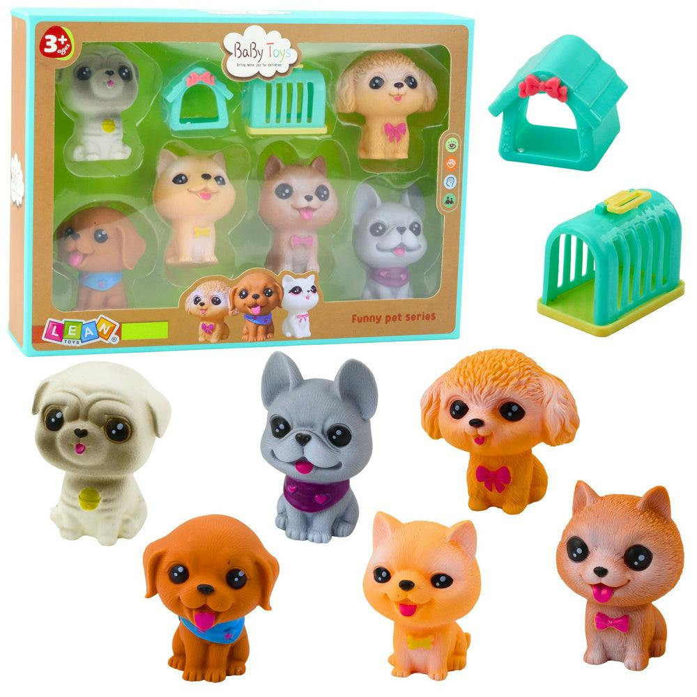 Cães Borracha com Som Transportadora 6pcs