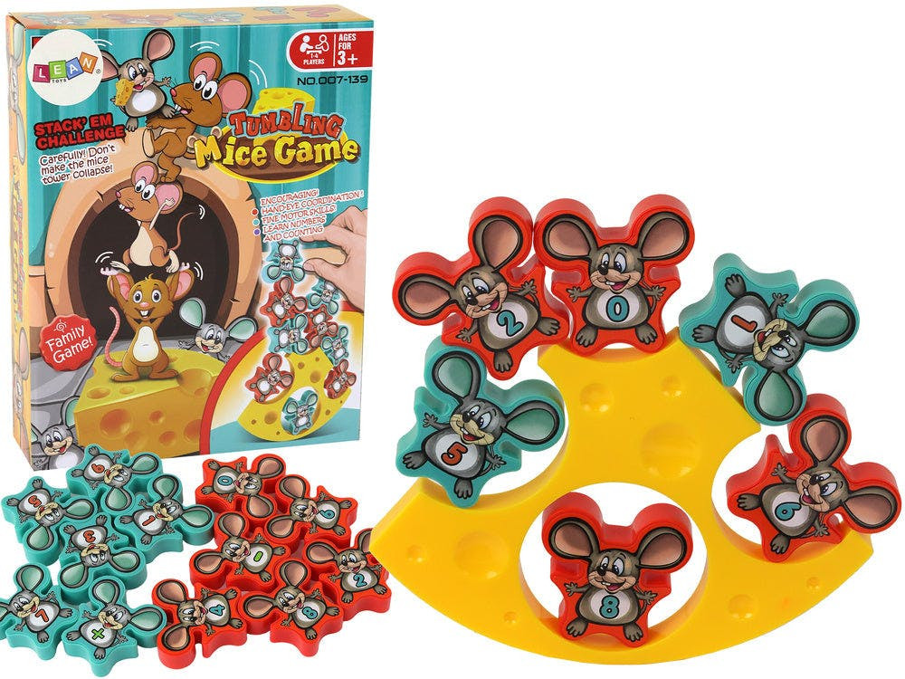 Jogo educativo ratos equilíbrio torre de queijo 12 peças