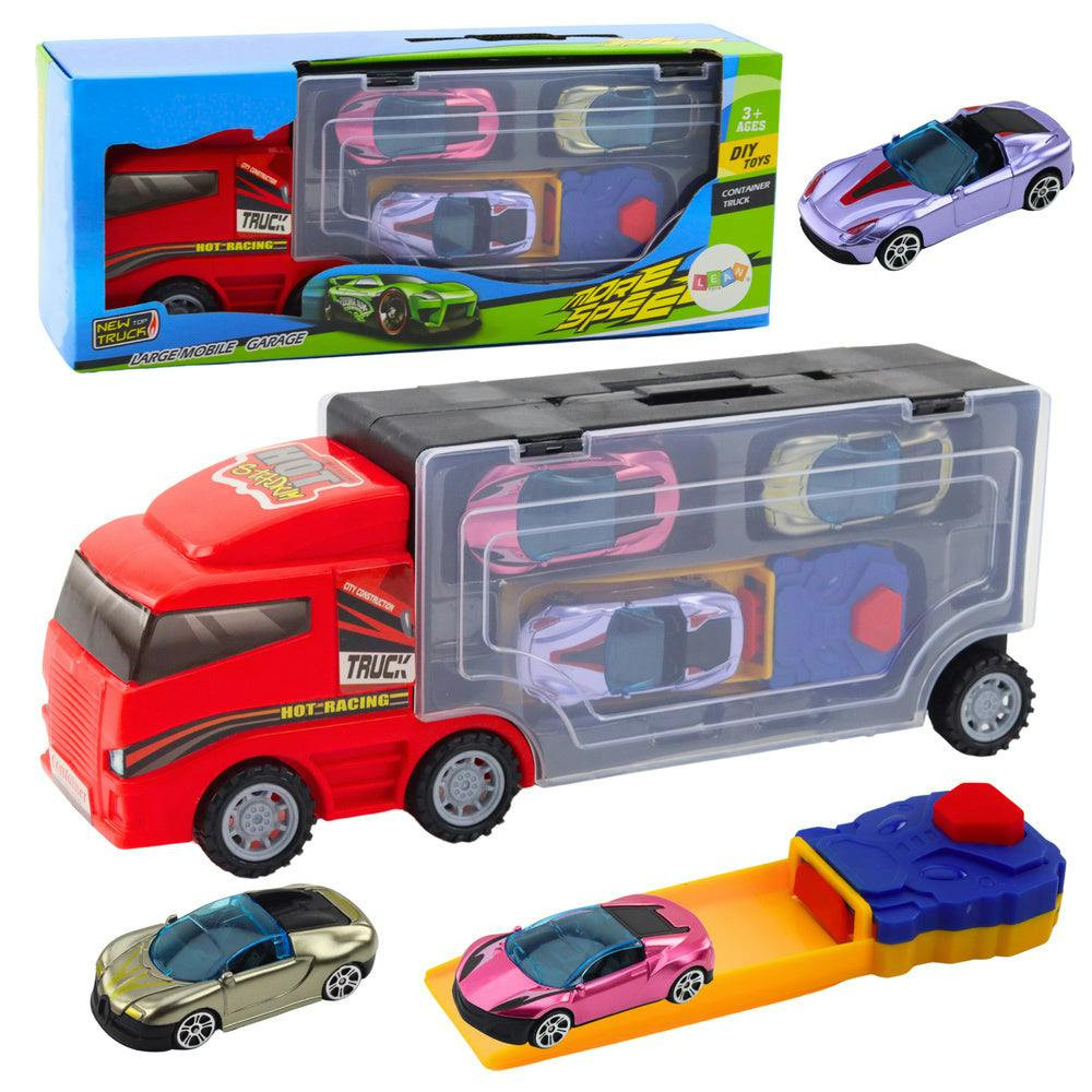 Camião Garagem com Lançador de Carros 3pcs Vermelho