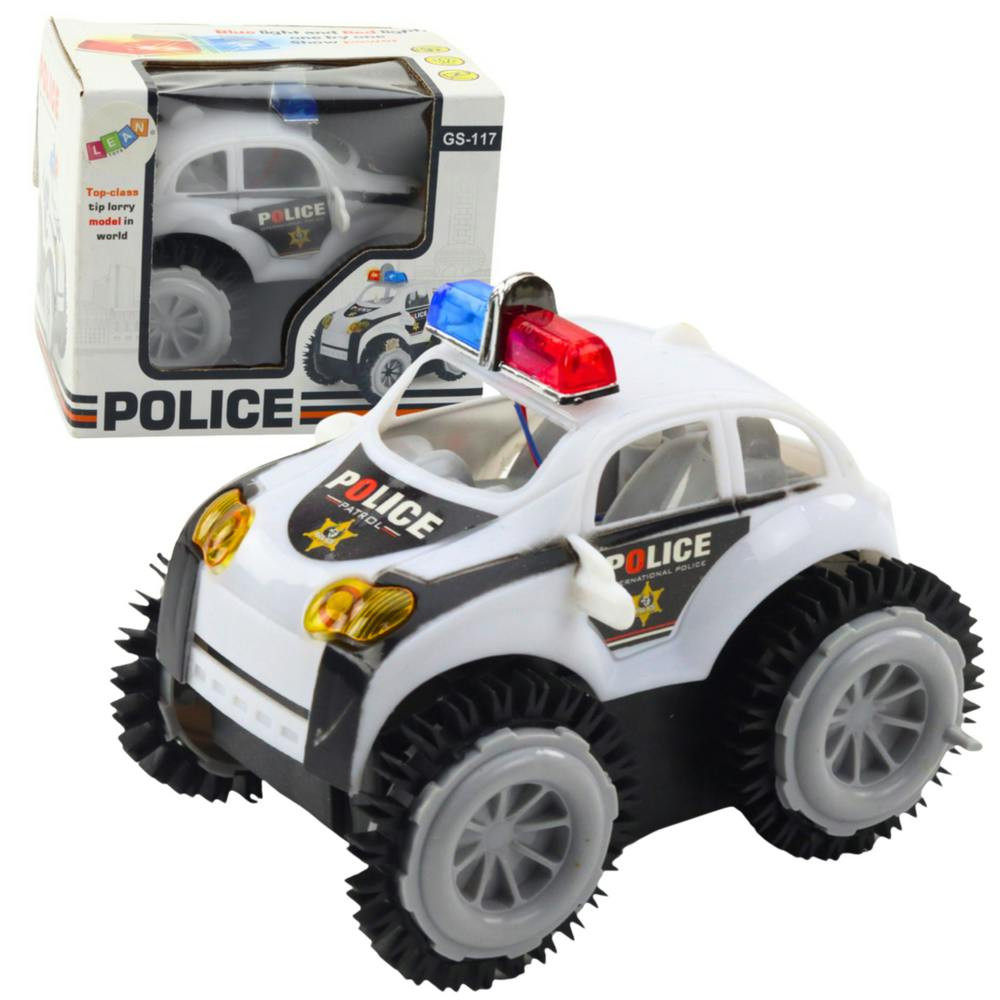 Carro Polícia Sensor Obstáculos 360° Luzes Sons Branco