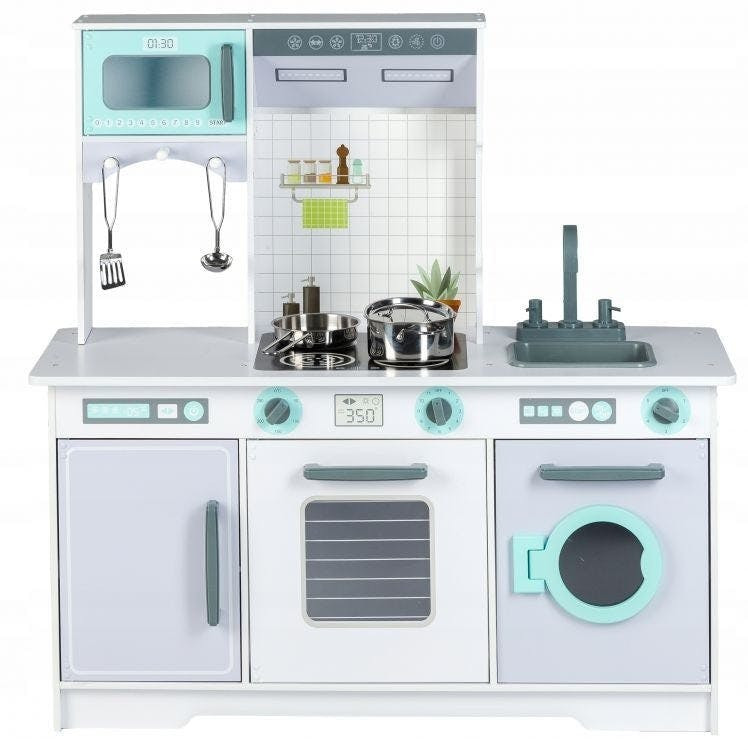 Cozinha infantil XL 96x37x97 cm cinzento e branco