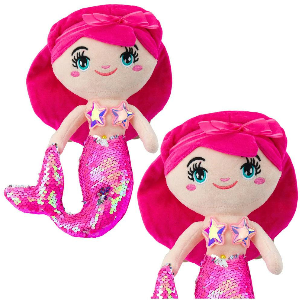 Peluche Sereia Cauda Lantejoulas Rosa 30cm