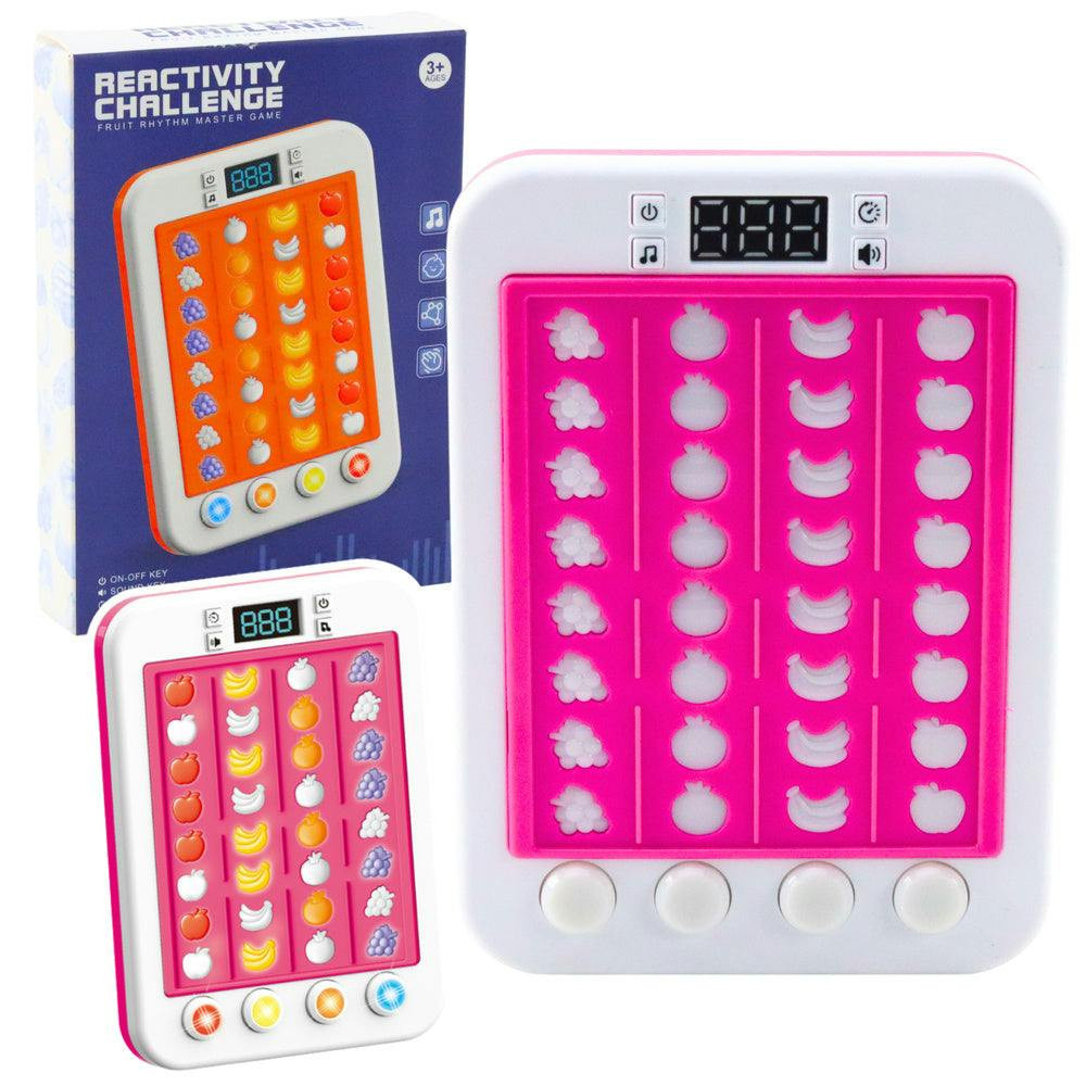 Jogo eletrónico rítmico fruta com luz e som rosa