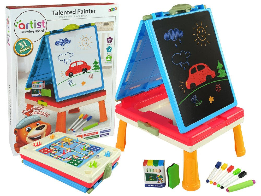 Quadro magnético giz mesa azul 3 em 1