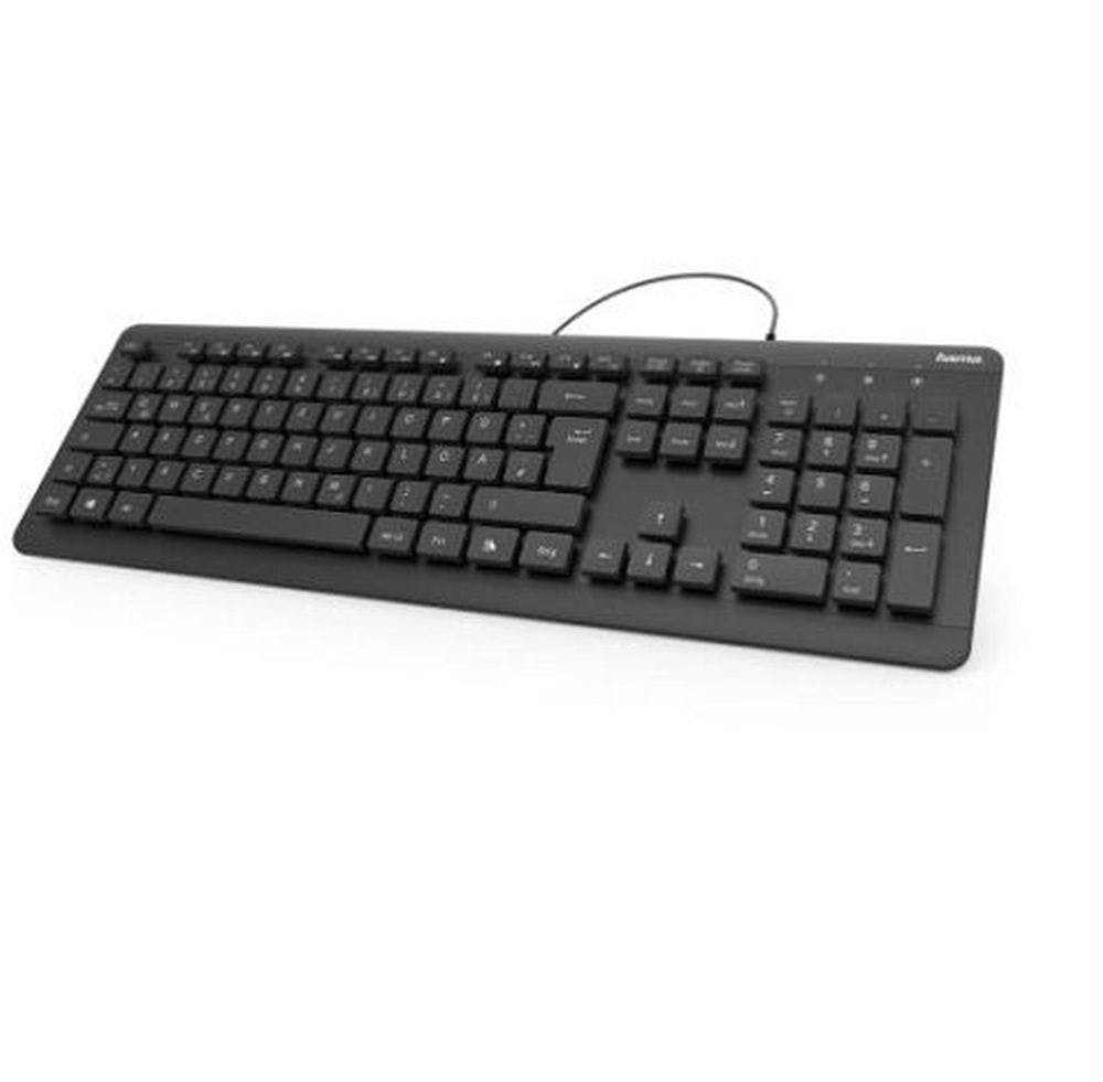 19182682 :Teclado HAMA KZ-600, impermeável, com cabo, black
