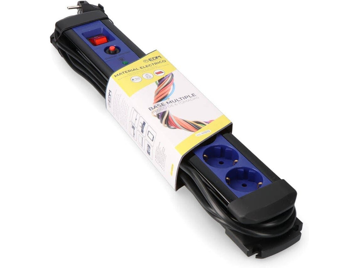 Extensão Elétrica EDM Preto (6 Tomadas - 3 m)