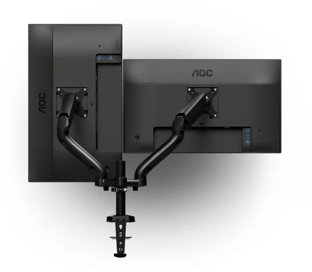 AD110D0:SUPORTE DE MESA AOC AD110D0 COM 2 BRAÇOS ARTICULADOS PARA 2 MONITORES ATE 27P E 9KG