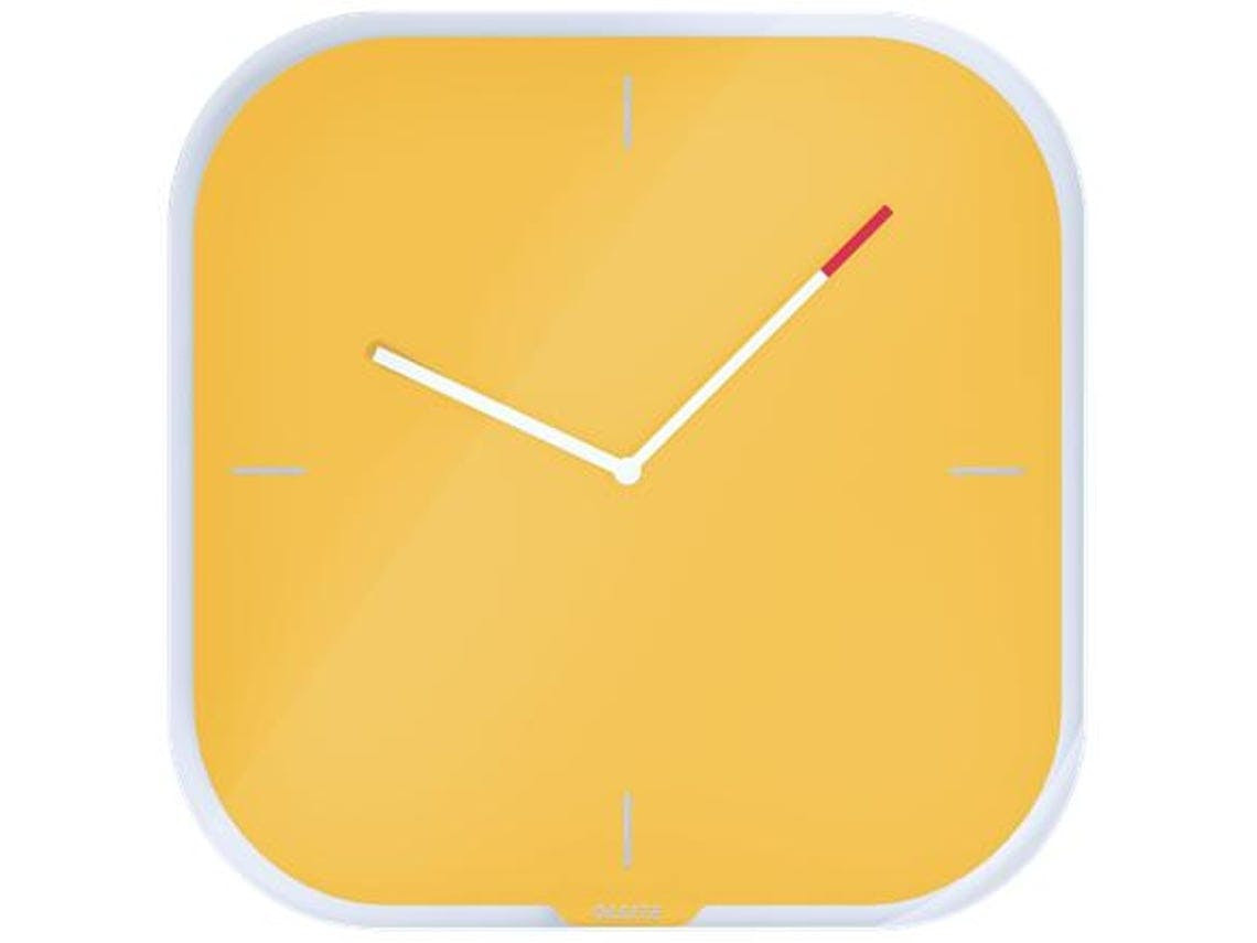 Leitz 90170019 Relógio de Parede Relógio de Parede Quartz Quadrado Amarelo