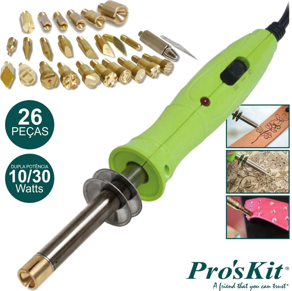 Ferro de Soldar 10-30W P/Madeiras e Tecidos Proskit