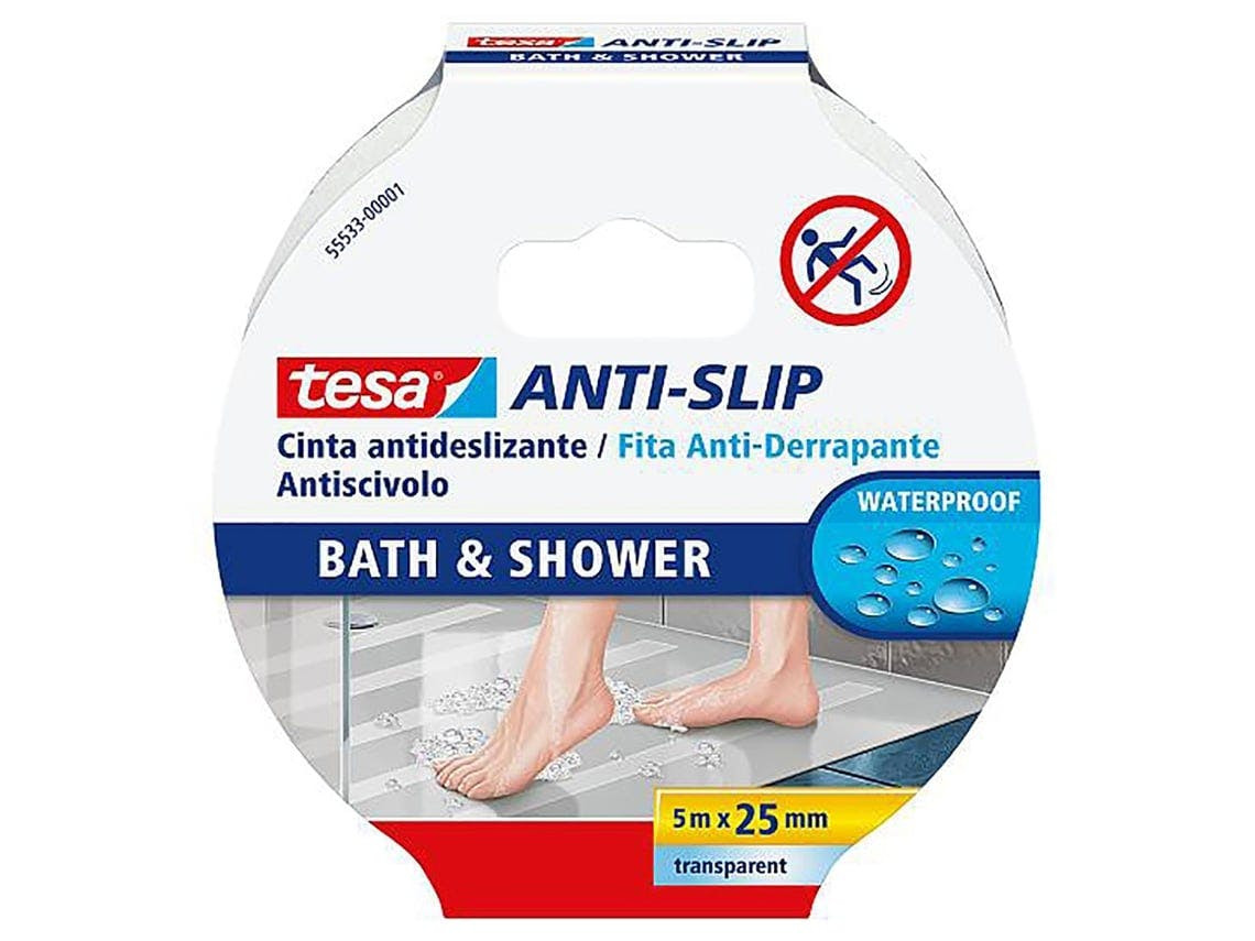 Fita Adesiva TESA Antiderrapante p/ Banho Transparente (25mm x 5m)