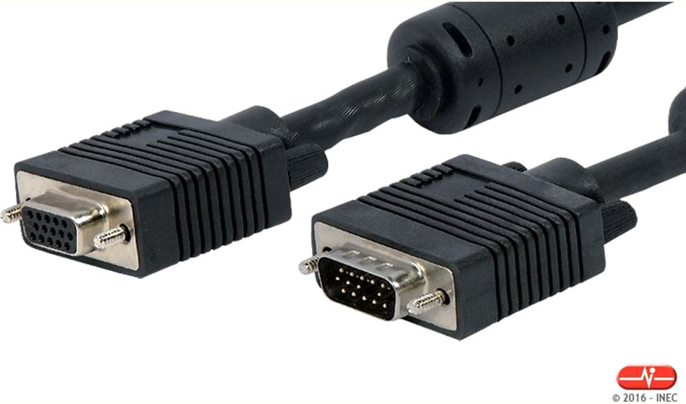 Cabo de monitor VGA 15P M/F 3+7c. negro  1.80m.