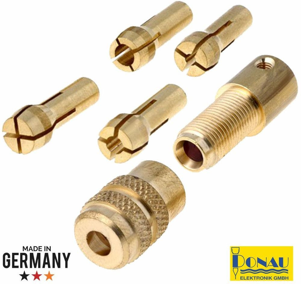 G-DN1504 :CONJUNTO DE CABEÇA P/ BROCAS 0.3-3.2MM E 4 PINÇAS DONAU