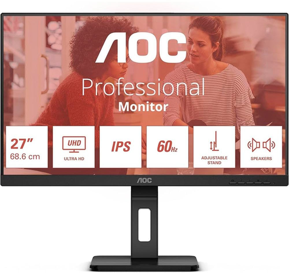 U27E3UF :AOC MONITOR IPS 27" UHD 4K HDMI DP USB COLUNAS HAS PIVOT U27E3UF