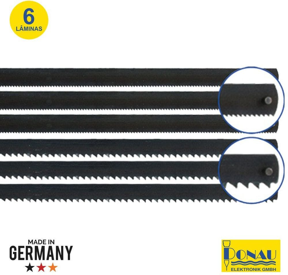 G-DN12 :CONJUNTO 6 SERRAS P/ METAL E MADEIRA (3 CADA) 148MM DONAU