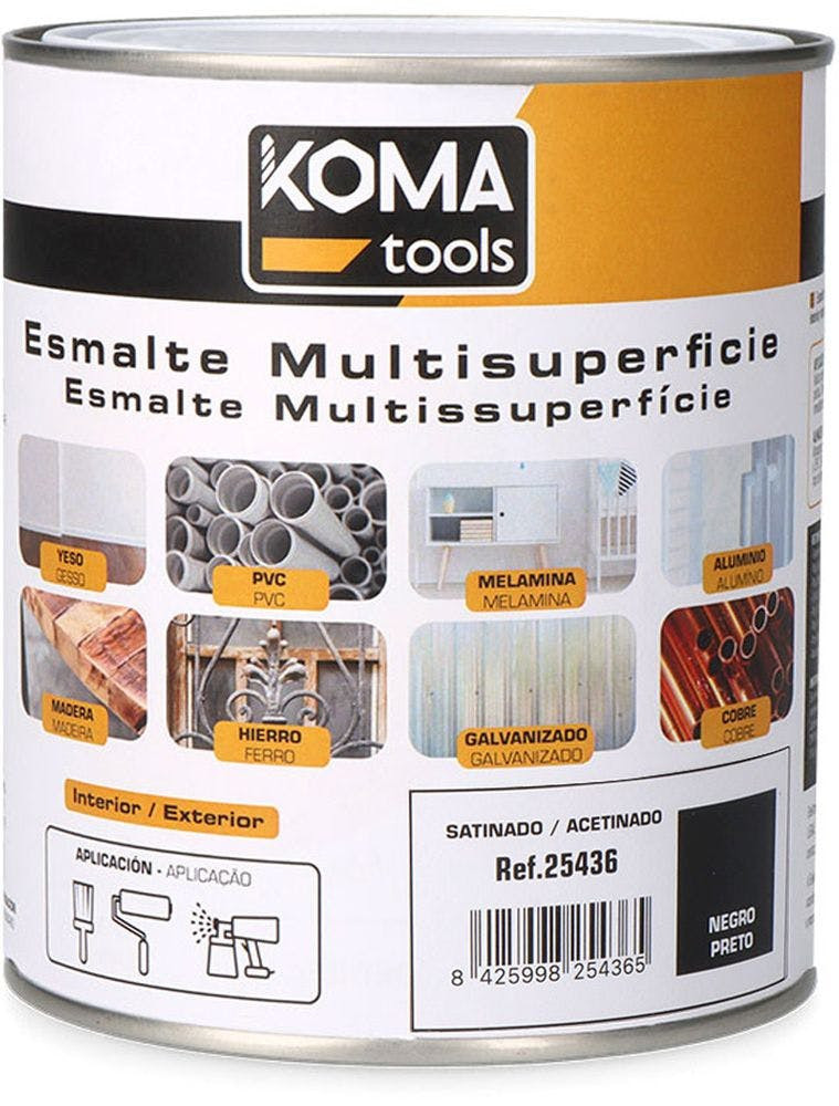 Esmalte Acrílico KOMA TOOLS Preto Acetinado 750 Ml