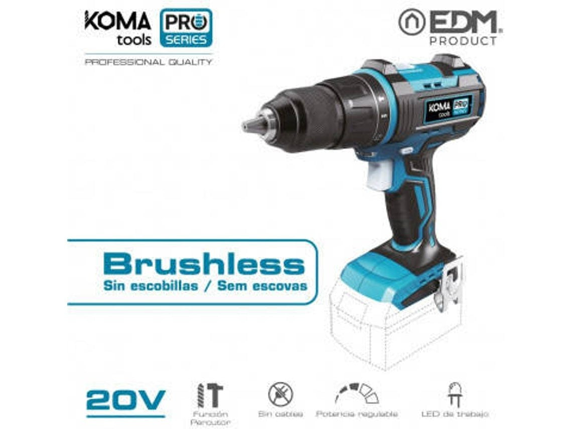 Berbequim Percutore Aparadusador 20V Brushless (Sem Bateria Nem Carregador) KOMA TOOLS Pro Serie Battery Edm