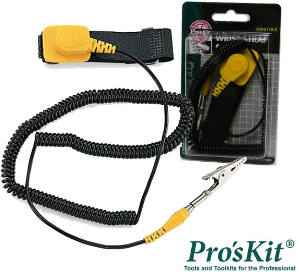 PULSEIRA ANTI-ESTÁTICA PRETA E AMARELA PROSKIT