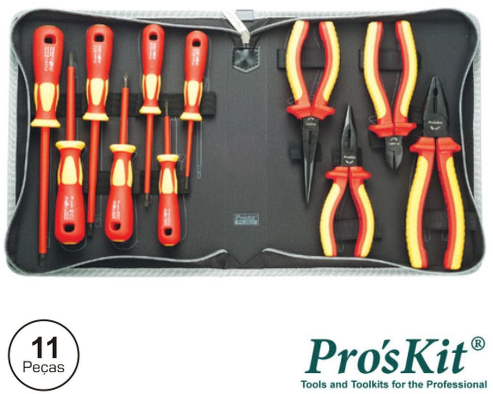 MALA FERRAMENTAS PROFISSIONAL 11 PEÇAS ISOLADAS PROSKIT