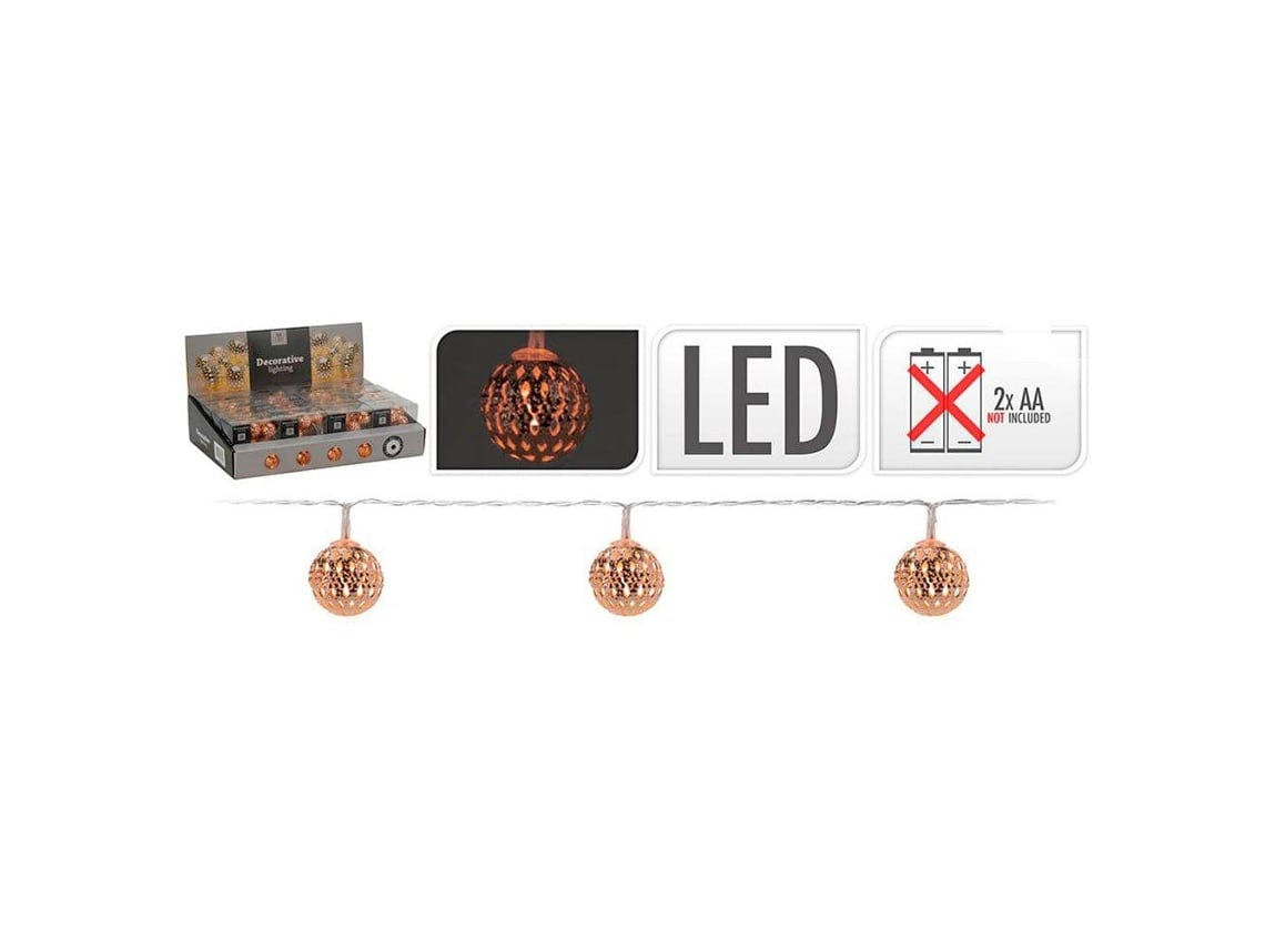 Garlanda de luzes LED alimentada por bateria 10 LEDs 1,3 m