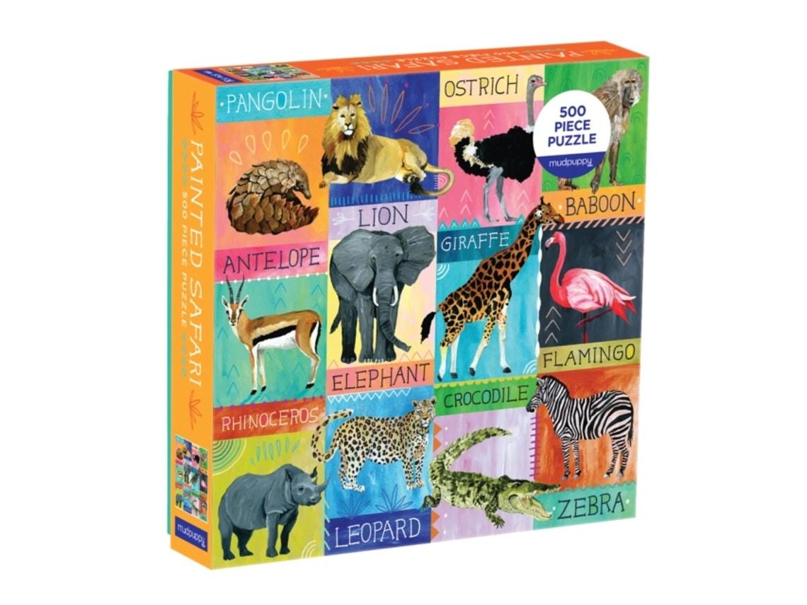 Painted Safari puzzle illustrated by Jessica Swift (English)