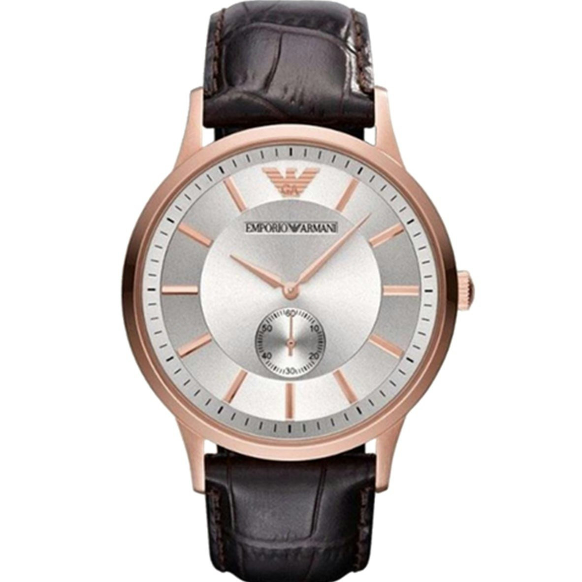 Reloj Emporio Armani 28 mm correa de piel esfera plateada