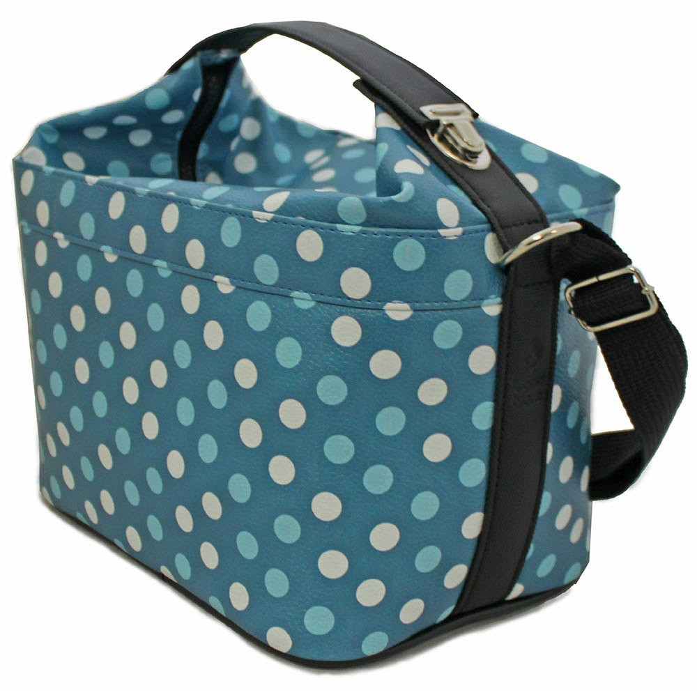 Cubic insulated lunch bag Blue polka dots