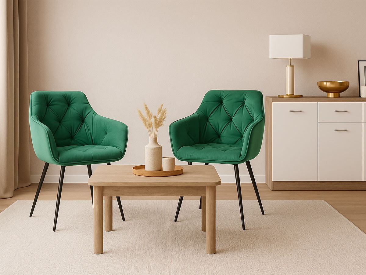 Sillón Rest de terciopelo con patas metálicas negras — conjunto de 2