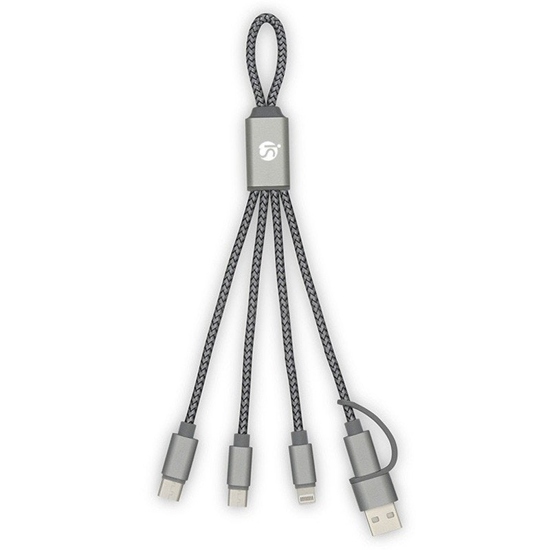 Cable Nylon 4 en 1 con conector USB-C convertible y adaptadores