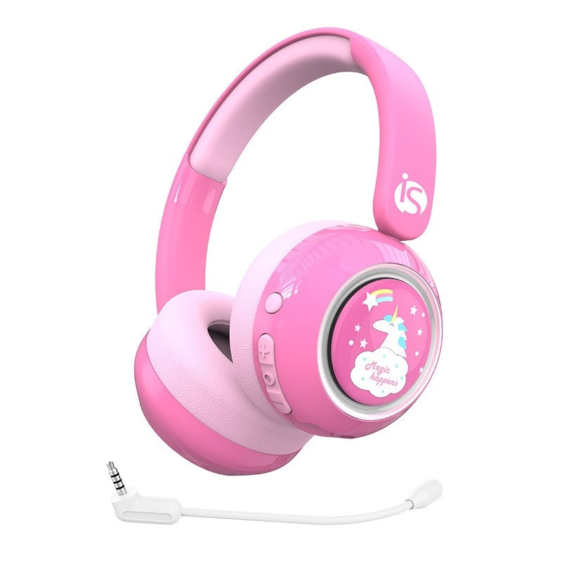 Auriculares infantiles con micrófono y USB-C, rosa