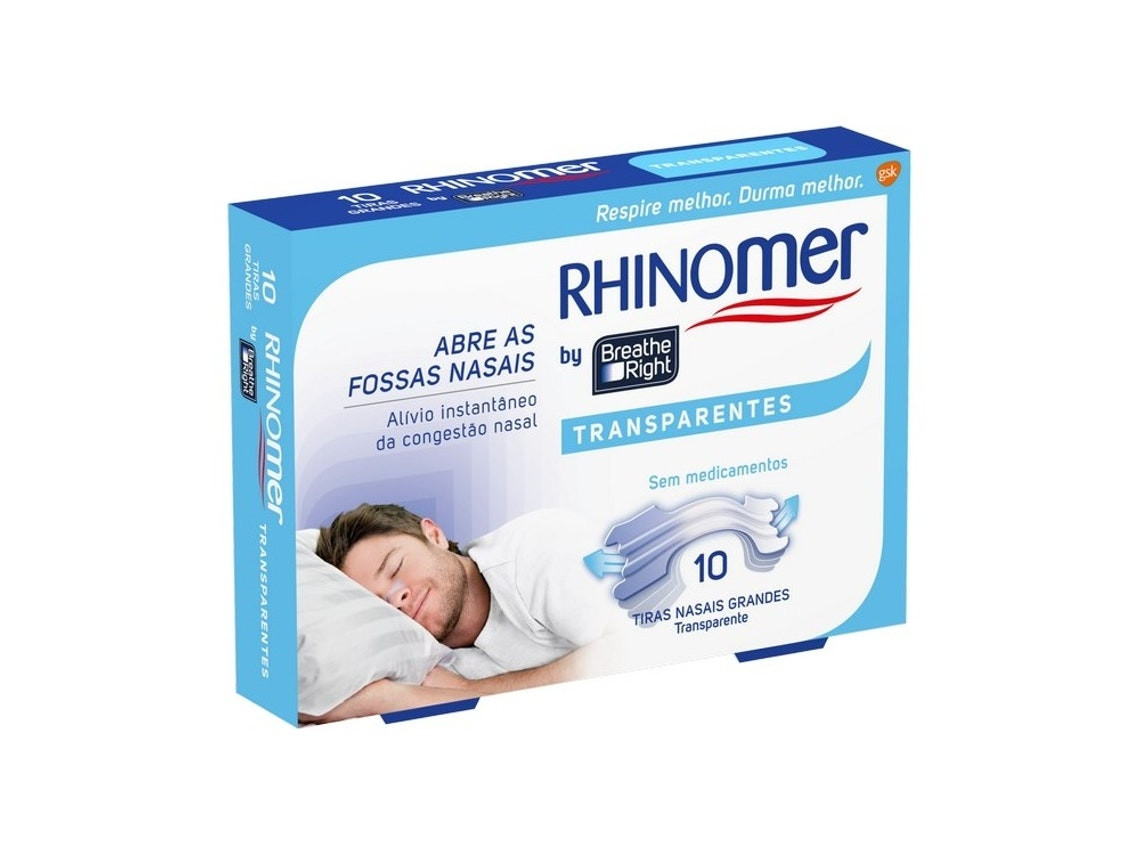 Tiras nasales transparentes Breathe Right talla grande x10