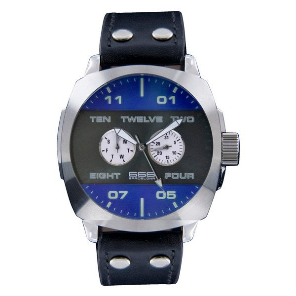 Reloj analógico modelo 253 caja acero esfera azul correa piel