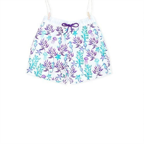 Bañador Loving Sea con estampado acuarela del mar y cintura blanca