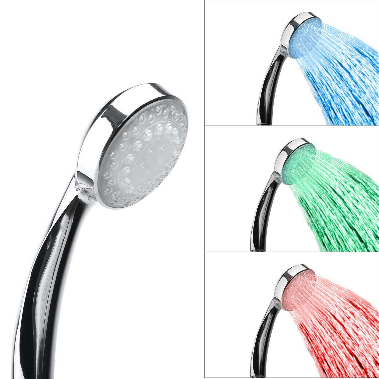 LED handheld shower head Lordal in synthetic material silver