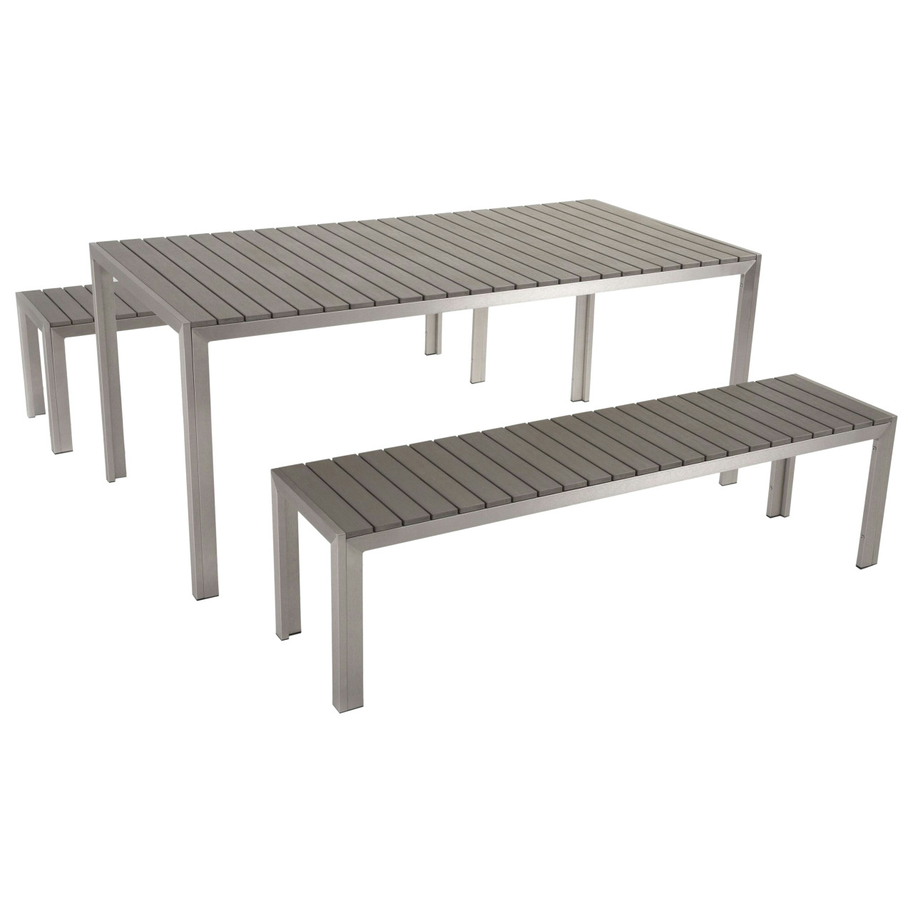 Conjunto de comedor Nardo en madera sintética y aluminio gris