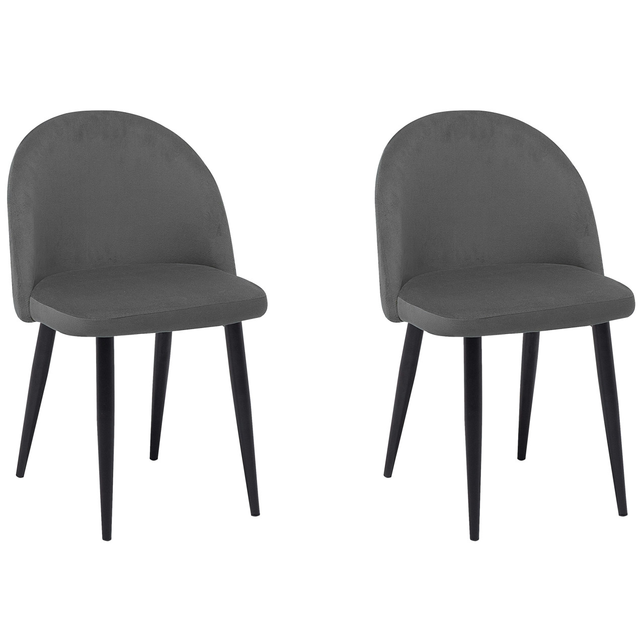 Conjunto De 2 Cadeiras Elegantes Para Sala De Jantar Beliani Visalia De Veludo Cinzento 50x47x81