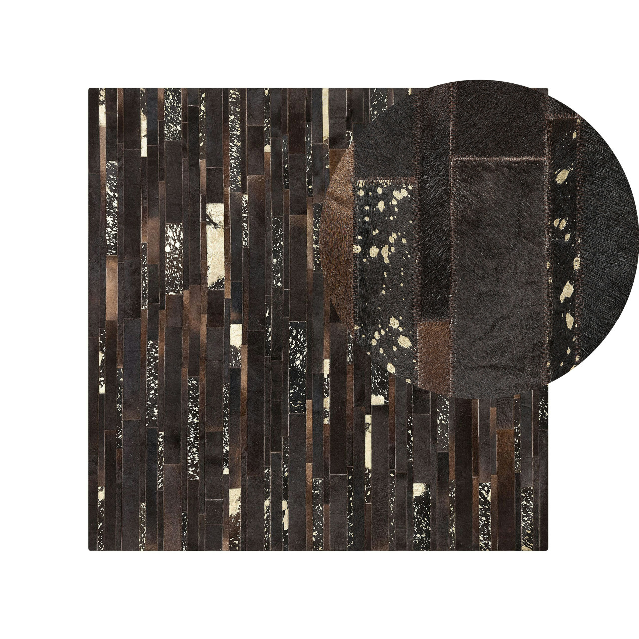 Artvin patchwork cowhide rug square