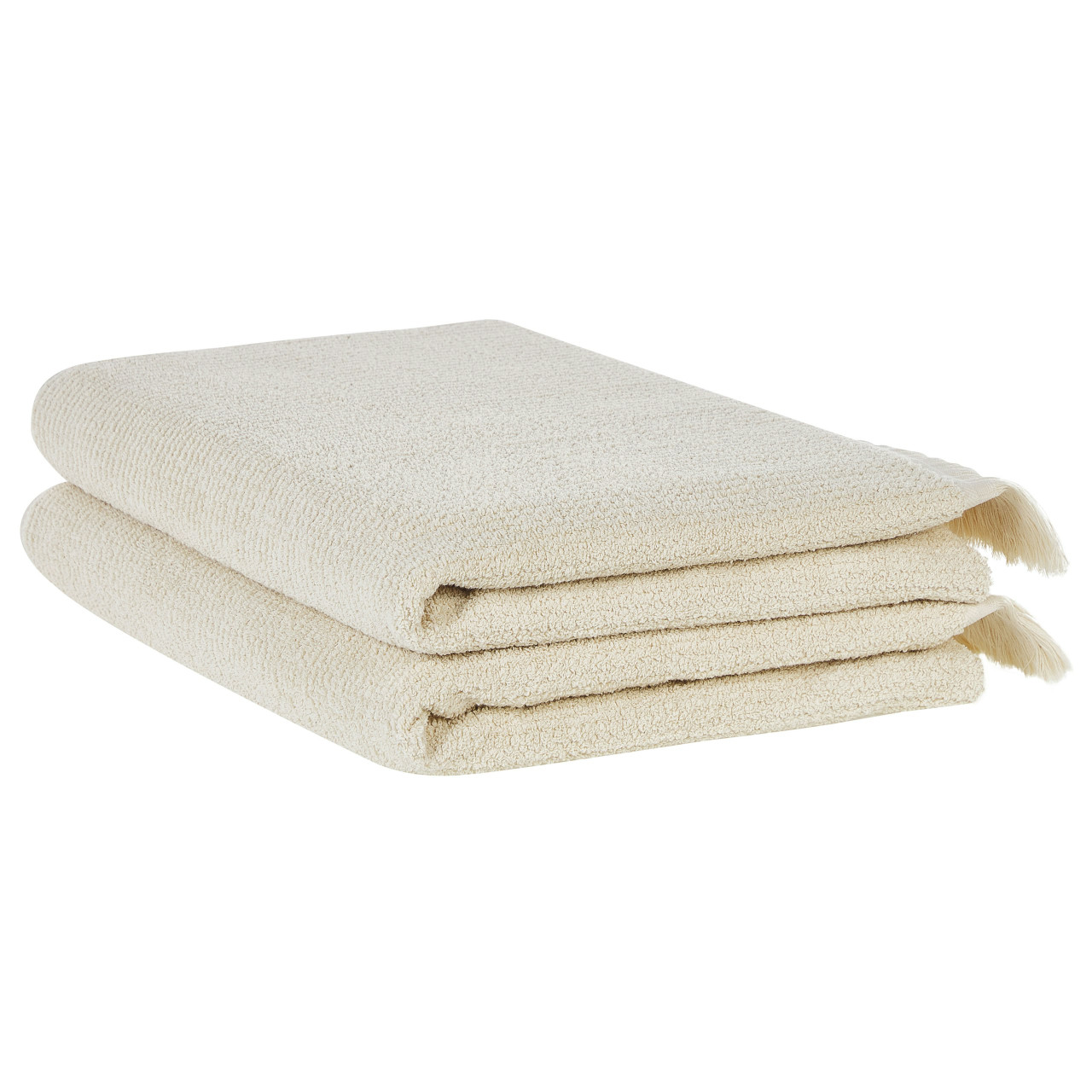 Juego de 2 toallas de baño Atiu felpa algodón crema