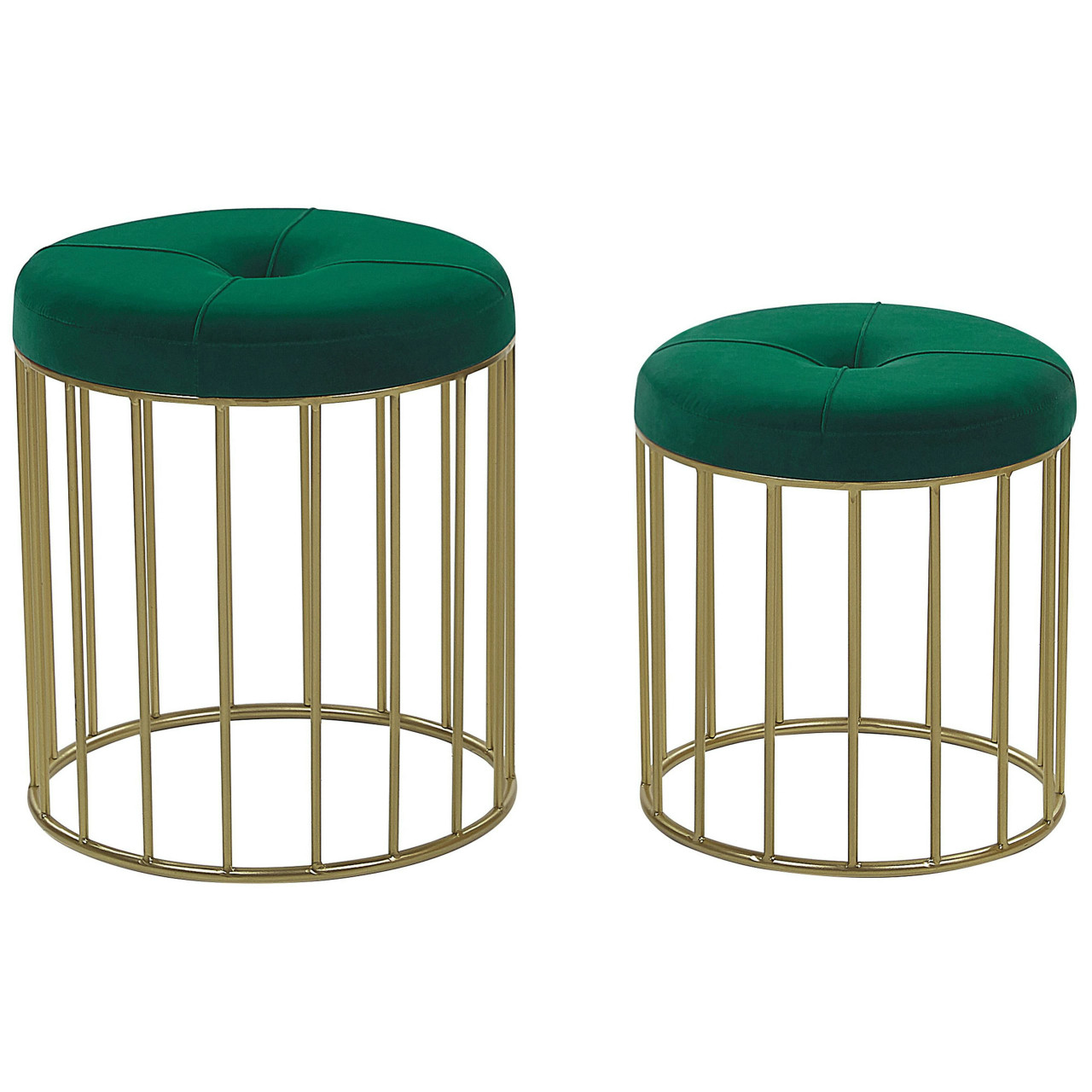 Set of 2 Lubbock Velvet Ottomans with Golden Base