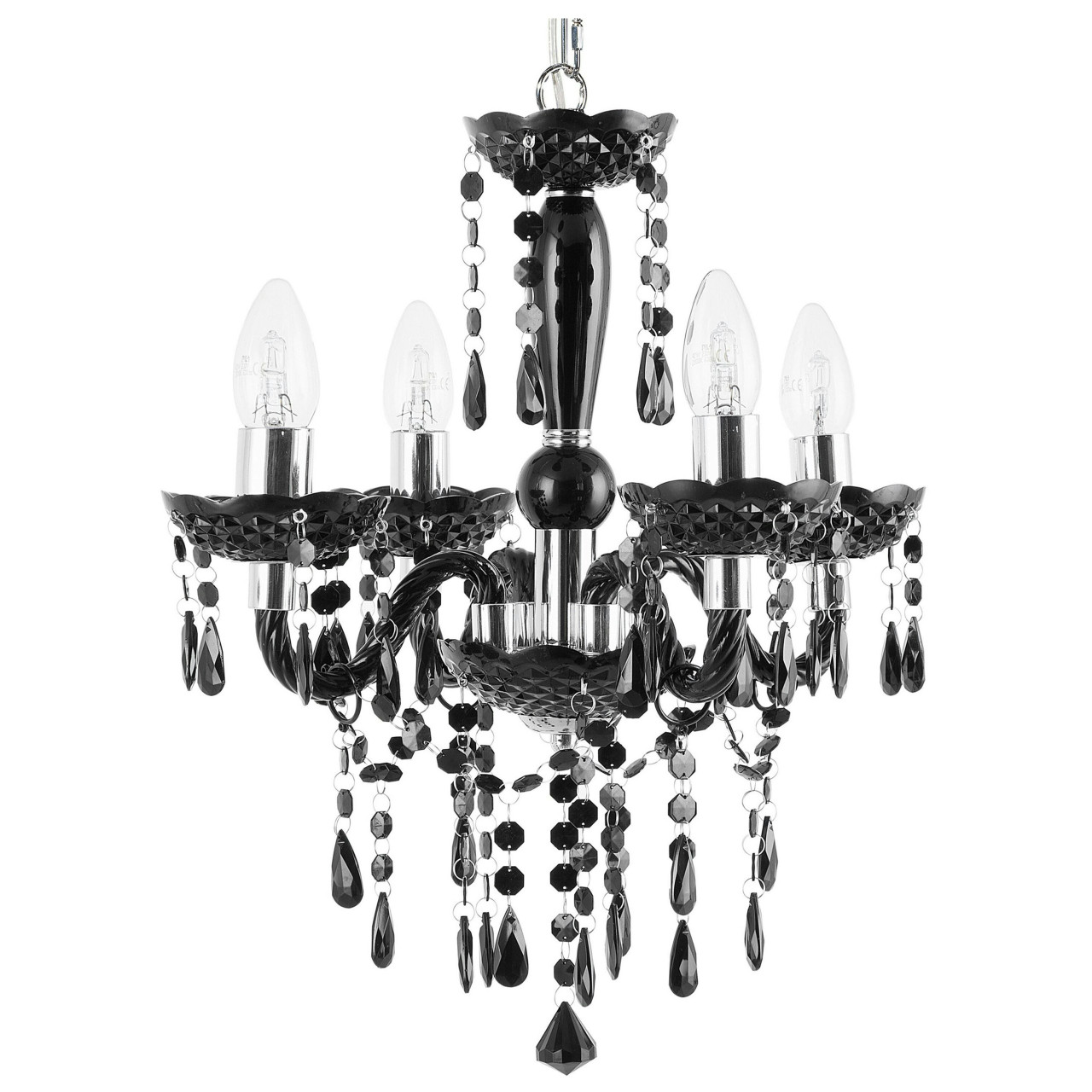 Lámpara de techo Kalang en metal y material sintético, negro - 4 brazos