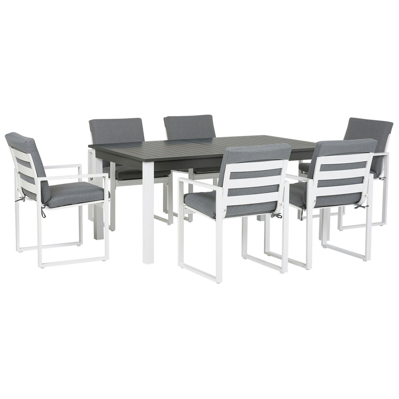 Conjunto de comedor exterior Pancole aluminio gris para 6 personas