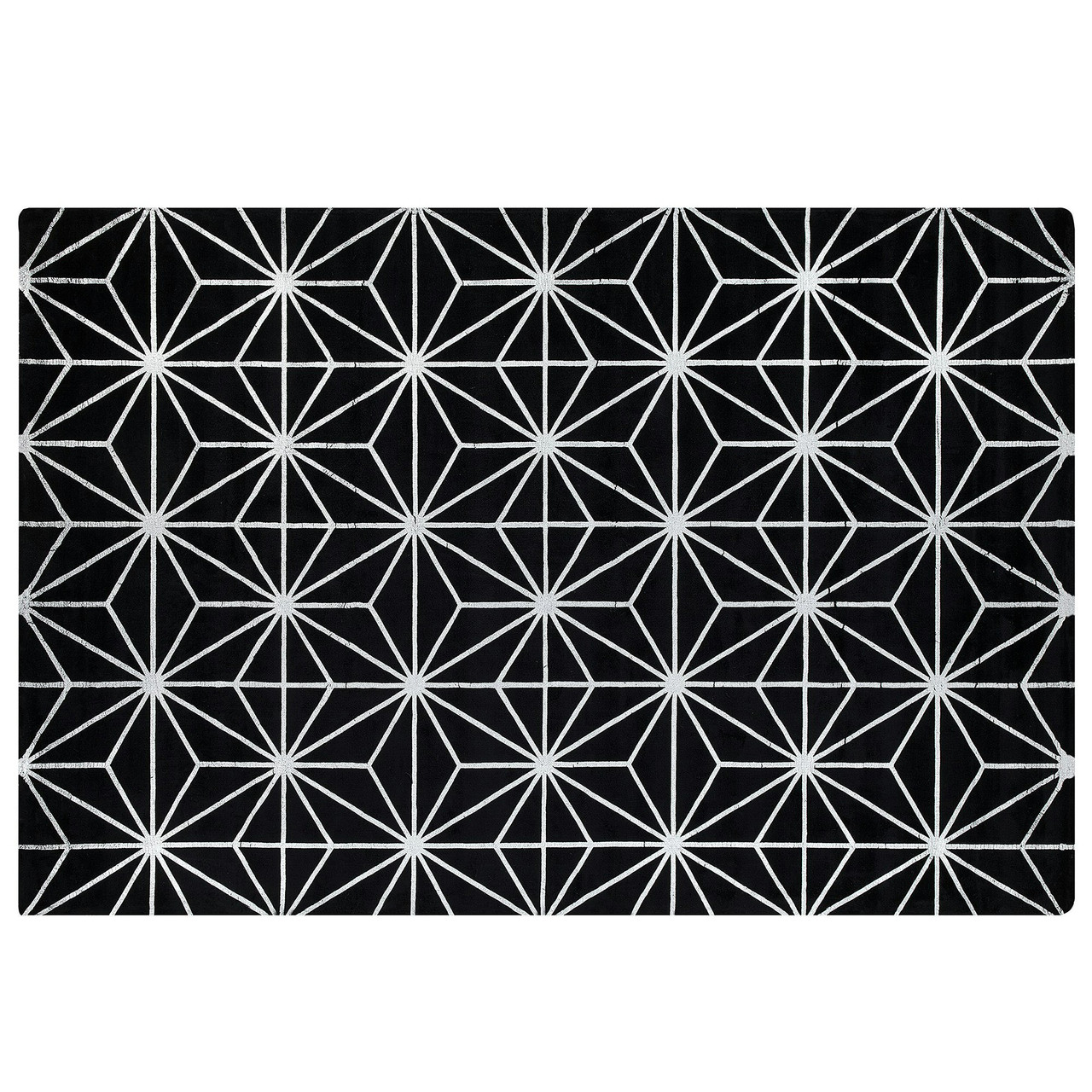 Alfombra Sibel de Viscosa con Patrón Geométrico, Negro
