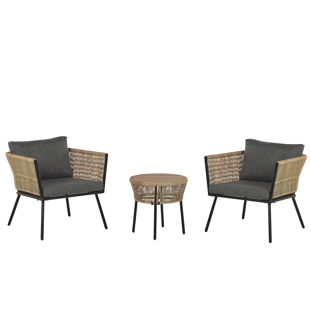 Conjunto bistró Gargano rattan sintético marrón con mesa y 2 sillas