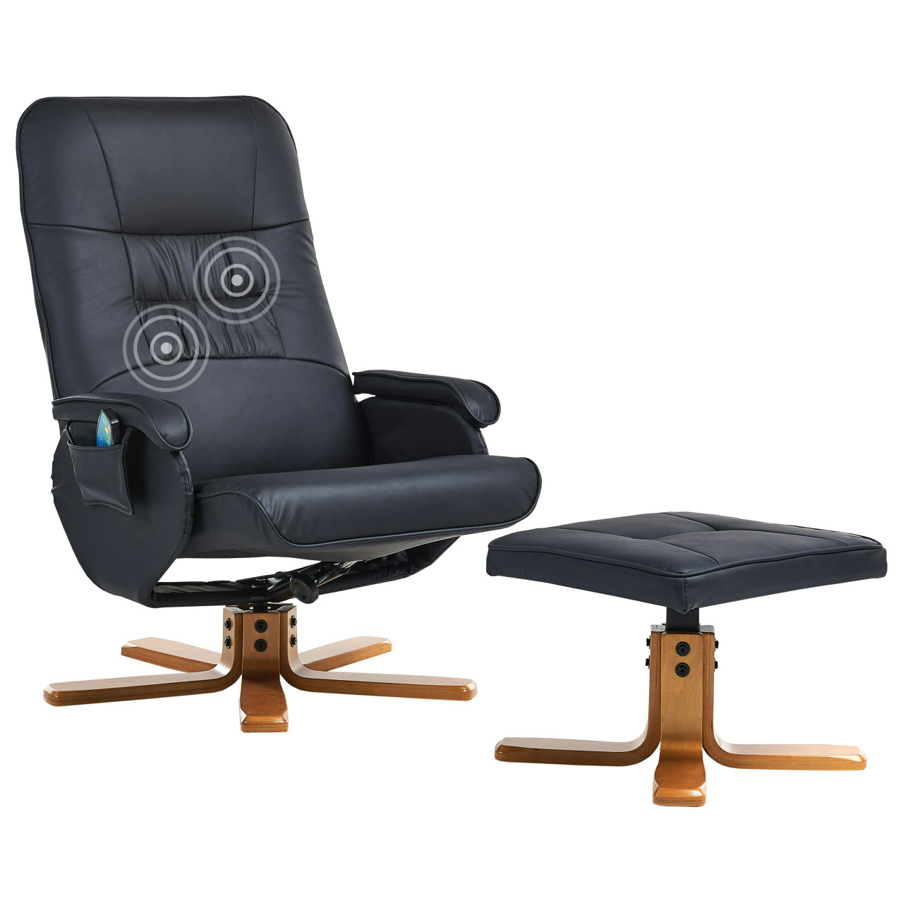 Sillón reclinable con masaje y calefacción en piel sintética